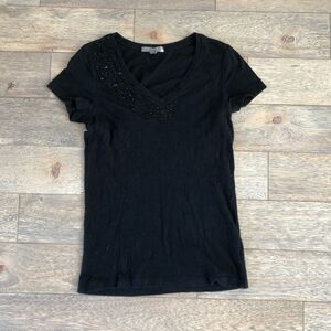 Black Tee with Embroidery Size S